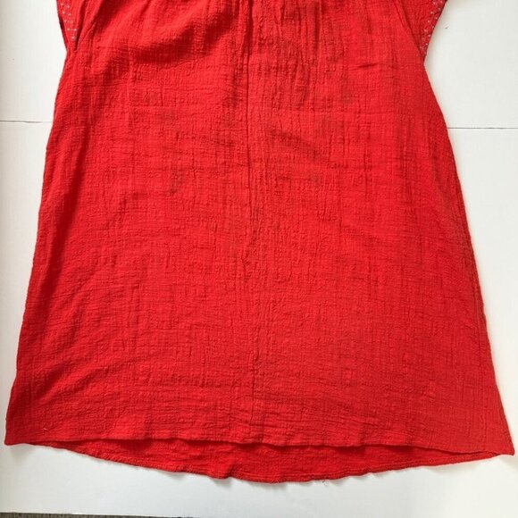 Umgee Boho Embroidered Mini Dress Coral Orange Beachy Crepe Lightweight Sz S - Picture 11 of 14
